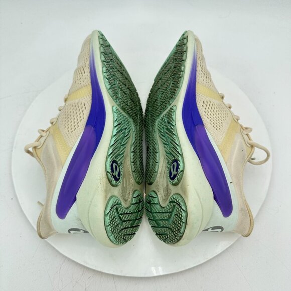 Lululemon Blissfeel Women Size 6.5 Cream Beige Purple Green Running Shoes - Picture 6 of 11